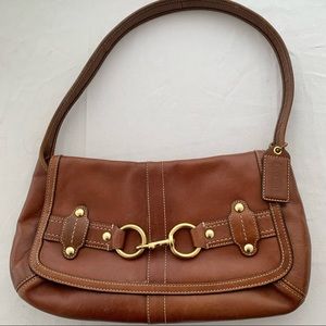 Coach Vintage Belted Ergo Brown Caramel Leather Flap Shoulder Handbag